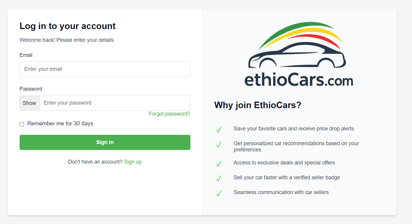 Buy new and used cars from ethiocars.com